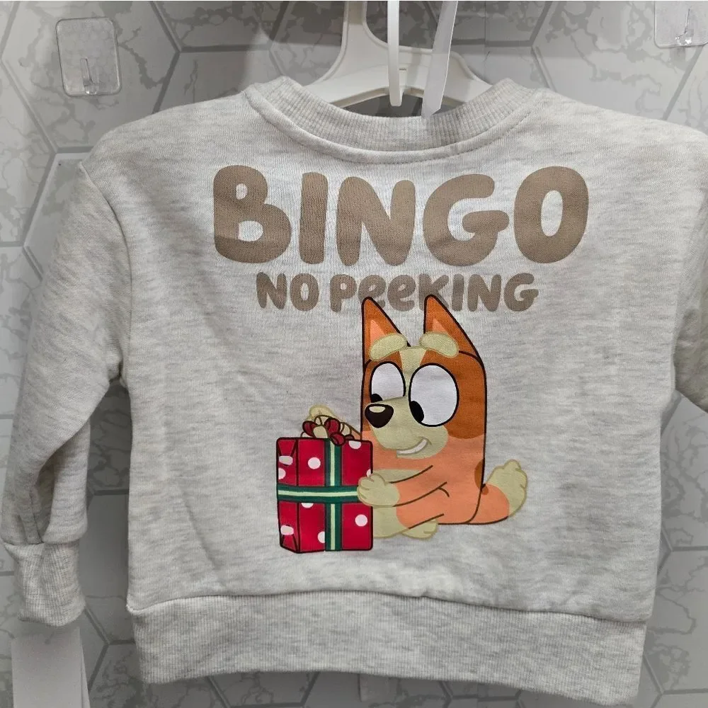 Toddler Unisex Bluey Bingo Christmas 2pc Fleece Sweatsh & Joggers Outfit